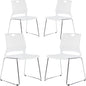 Stackable Chairs Set of 4, Office Waiting Room Chairs with Back, Plastic Stacking Chair for Dining Room, Conference Room, Restaurant and Lobby (White).