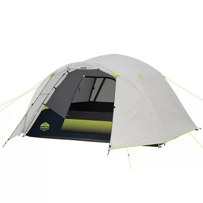CORE Equipment 6 Person LED Lighted Dome Tent, Gray - Water Resistant