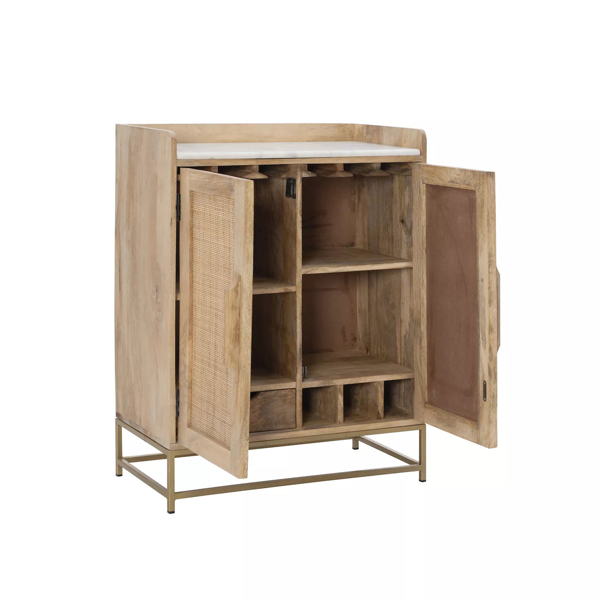 Linon Janie Rattan Sliding 2-Door Console BAR CABINET