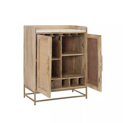 Linon Janie Rattan Sliding 2-Door Console BAR CABINET