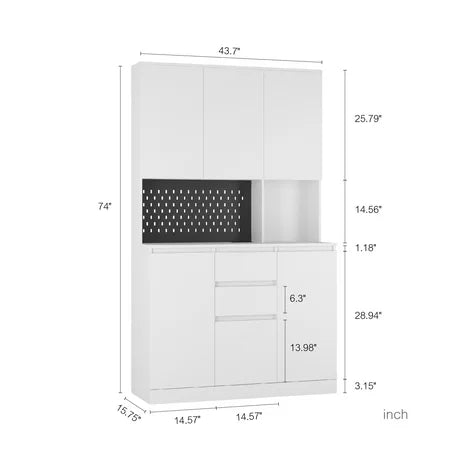 BLACK Freestanding kitchen storage, sideboard with charging station S00002