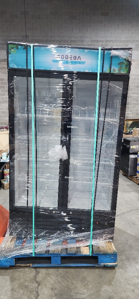 V-Series 54 in. 48 cu. ft. Freezer Manual Defrost Upright Freezer in Black Double Glass Door Ice Merchandiser