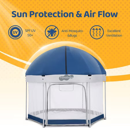 Pamo Babe Outdoor Baby Playpen with Canopy Blue