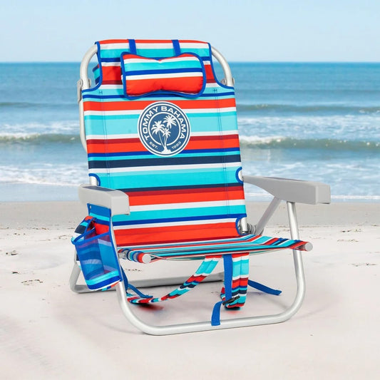 Tommy Bahama 5 Position Beach Chair, Zippered Insulated Cargo Pouch, Cup and Cell Phone Holder