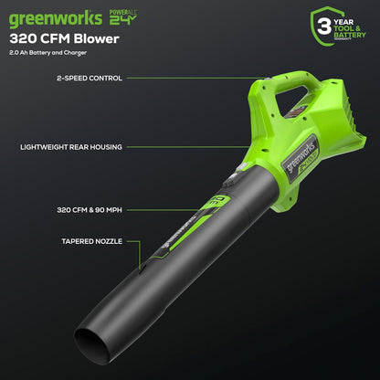 Greenworks 24V Cordless Axial Leaf Blower