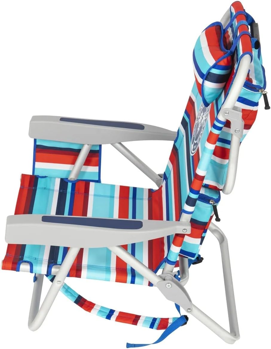 Tommy Bahama 5 Position Beach Chair, Zippered Insulated Cargo Pouch, Cup and Cell Phone Holder