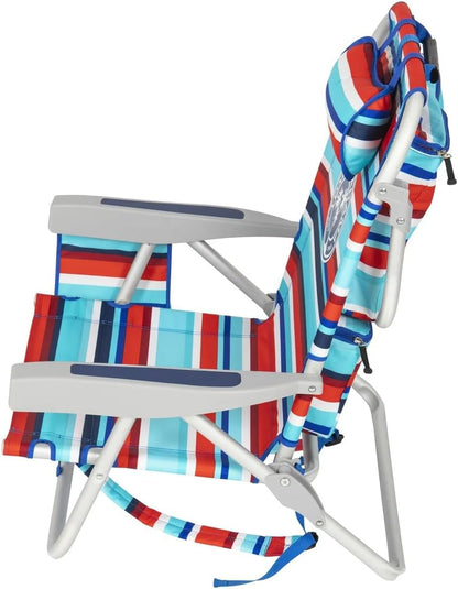 Tommy Bahama 5 Position Beach Chair, Zippered Insulated Cargo Pouch, Cup and Cell Phone Holder