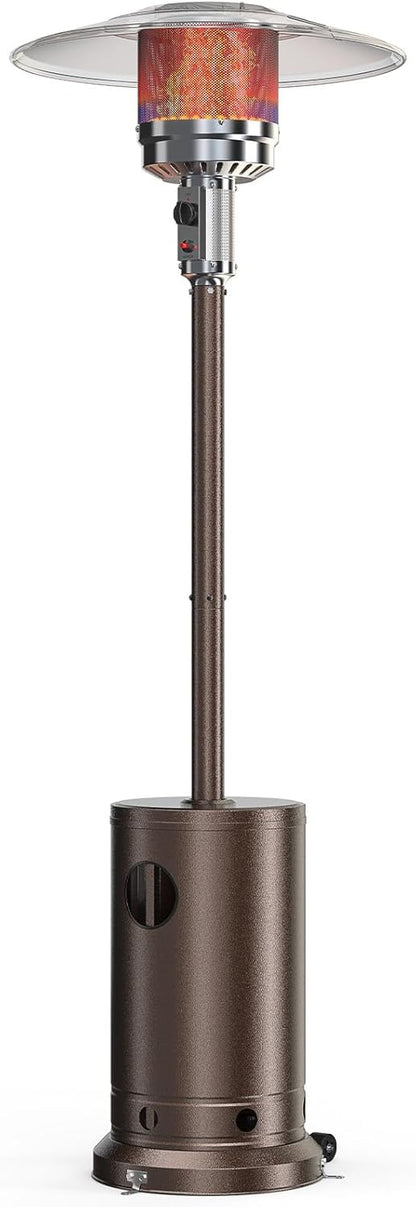 NEW OLIXIS 48,000 BTU Propane Heaters with Wheels, Patio Heater Outdoor with Round Table Design, For Deck Porch Garden Commercial Residential, 17.7 x 17.7 x 87 inches (LxWxH)