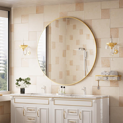 Beautypeak 42-Inch Round Mirror, Gold