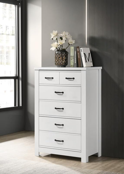 Cassini White 5-Drawer Chest