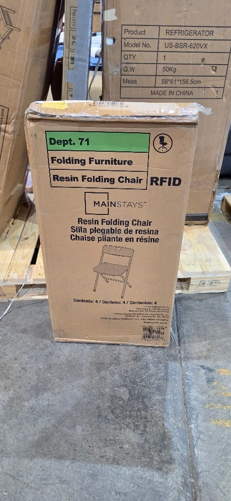Mainstays Folding Chair, Resin Seat/Back, 4-Pack
