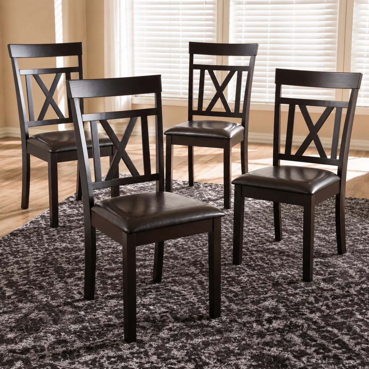 Rosie Dark Brown Faux Leather Dining Chair (4)