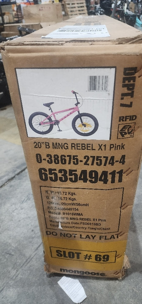 Mongoose Rebel X1 BMX Bike, 20-in Wheels, Pink