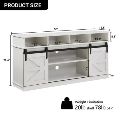 MAYEERTY 65” TV Stand with Sliding Door, White
