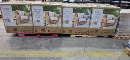 Bellamy Outdoor Swivel Glider Chair, Tan wicker