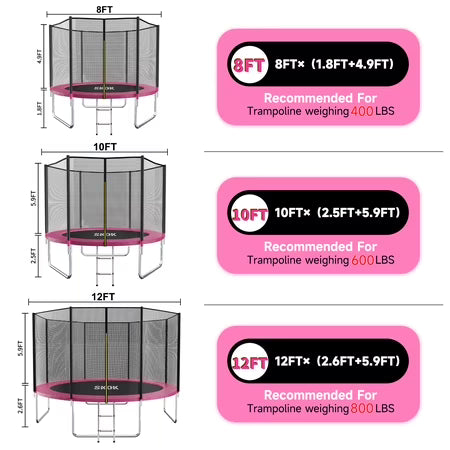 SKOK 10ft Pink Trampoline with Ladder