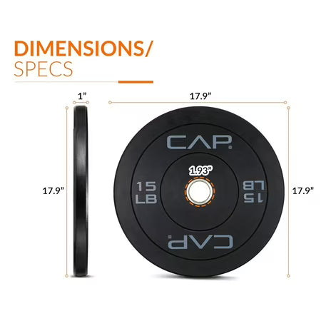 CAP Barbell Olympic Rubber Bumper Plates (Pairs) (15lbx2)