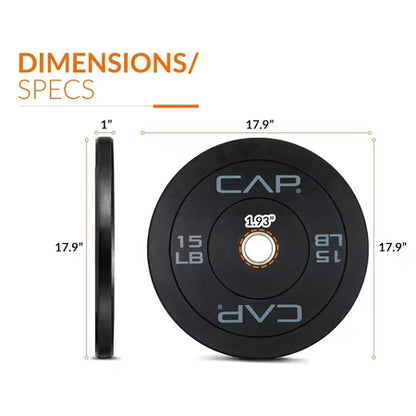 CAP Barbell Olympic Rubber Bumper Plates (Pairs) (15lbx2)