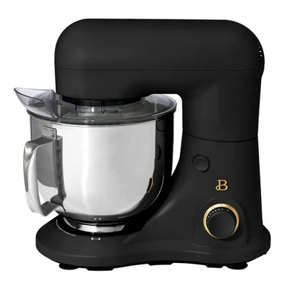 Beautiful 5.3 Qt Stand Mixer, Black Sesame with Flat Beater, Dough Hook, Balloon Whisk