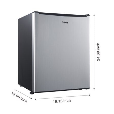 Galanz 2.7 Cu Ft One Door Mini Fridge, Stainless Steel Look, Estar