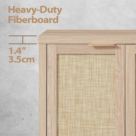 ARKANTOS Rattan Sideboard, 4-Doors, Light Oak