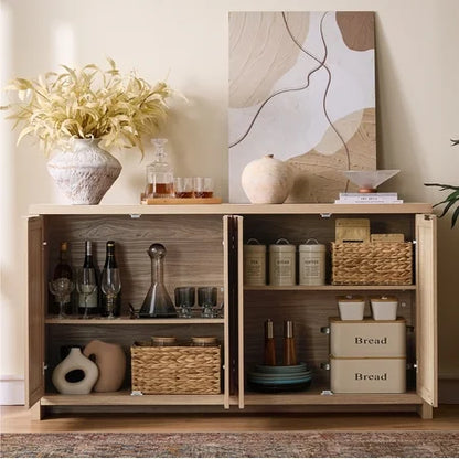 ARKANTOS Rattan Sideboard, 4-Doors, Light Oak