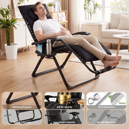 SUGIFT Zero Gravity Chair, Recliner, Black