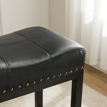 Concetta Set of 2 24in Saddle Bar Stools, Black