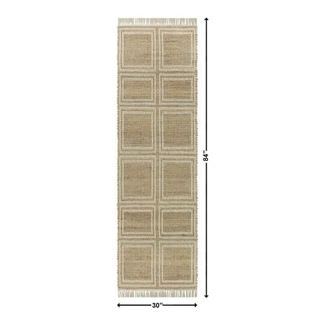 Ivory & Natural Interlocking Jute 30x102 Runner