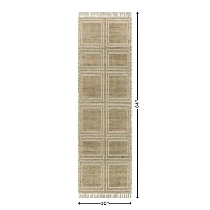 Ivory & Natural Interlocking Jute 30x102 Runner