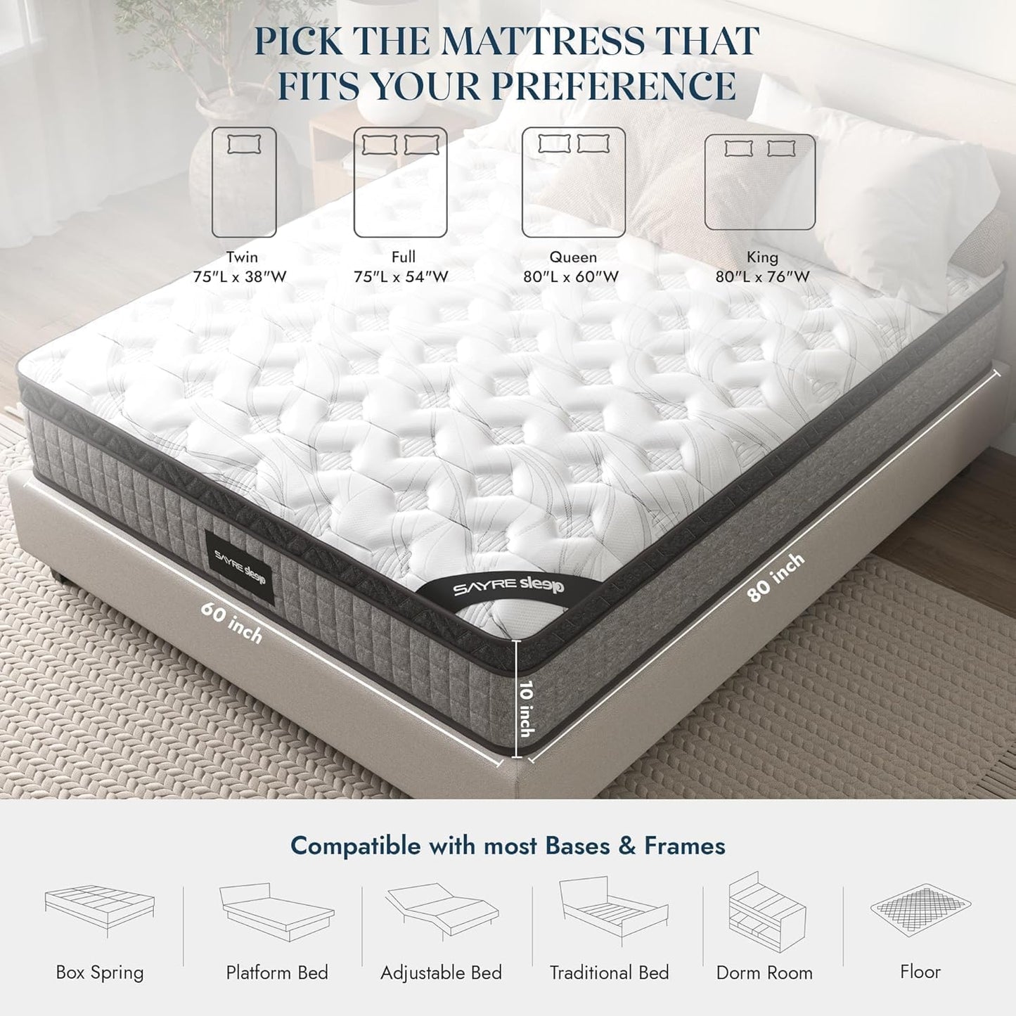Anwick 10" Queen Mattress in a Box Hybrid