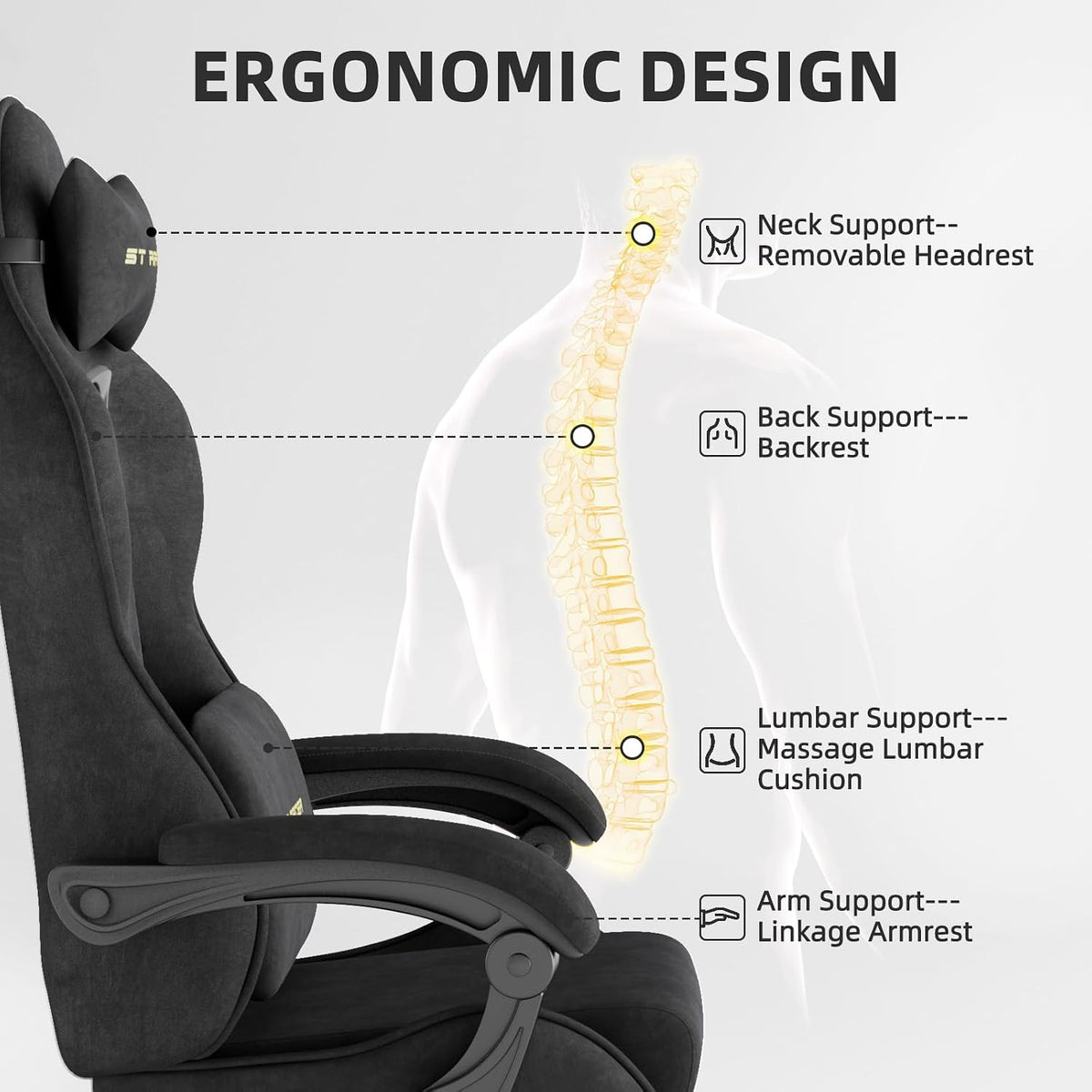 Ferghana Velvet Gaming Chair with Footrest