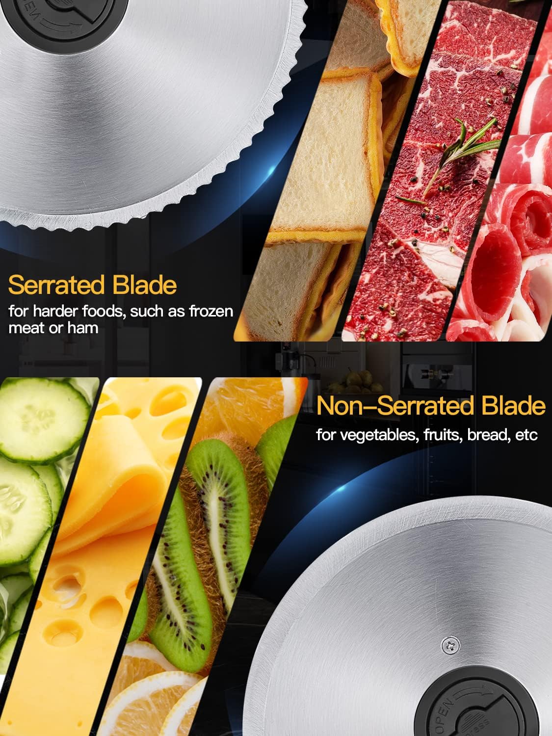 Meat Slicer Adjustable Thickness, Food Slicer Machine for Meat Cheese Bread