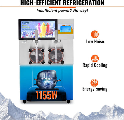 VEVOR Slushy Machine 2x8L Stainless Steel