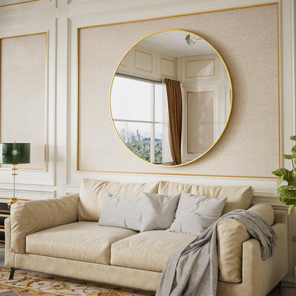 Beautypeak 42-Inch Round Mirror, Gold