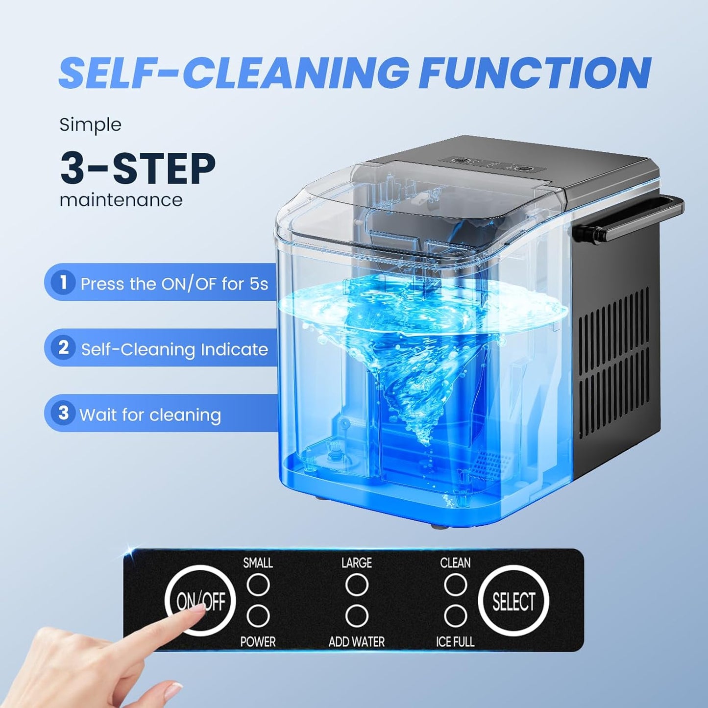 NEWBULIG Countertop Ice Maker, 9-bullet ice