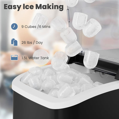 DUMOS Portable Ice Maker for Countertop with Handle, 26lbs/Day