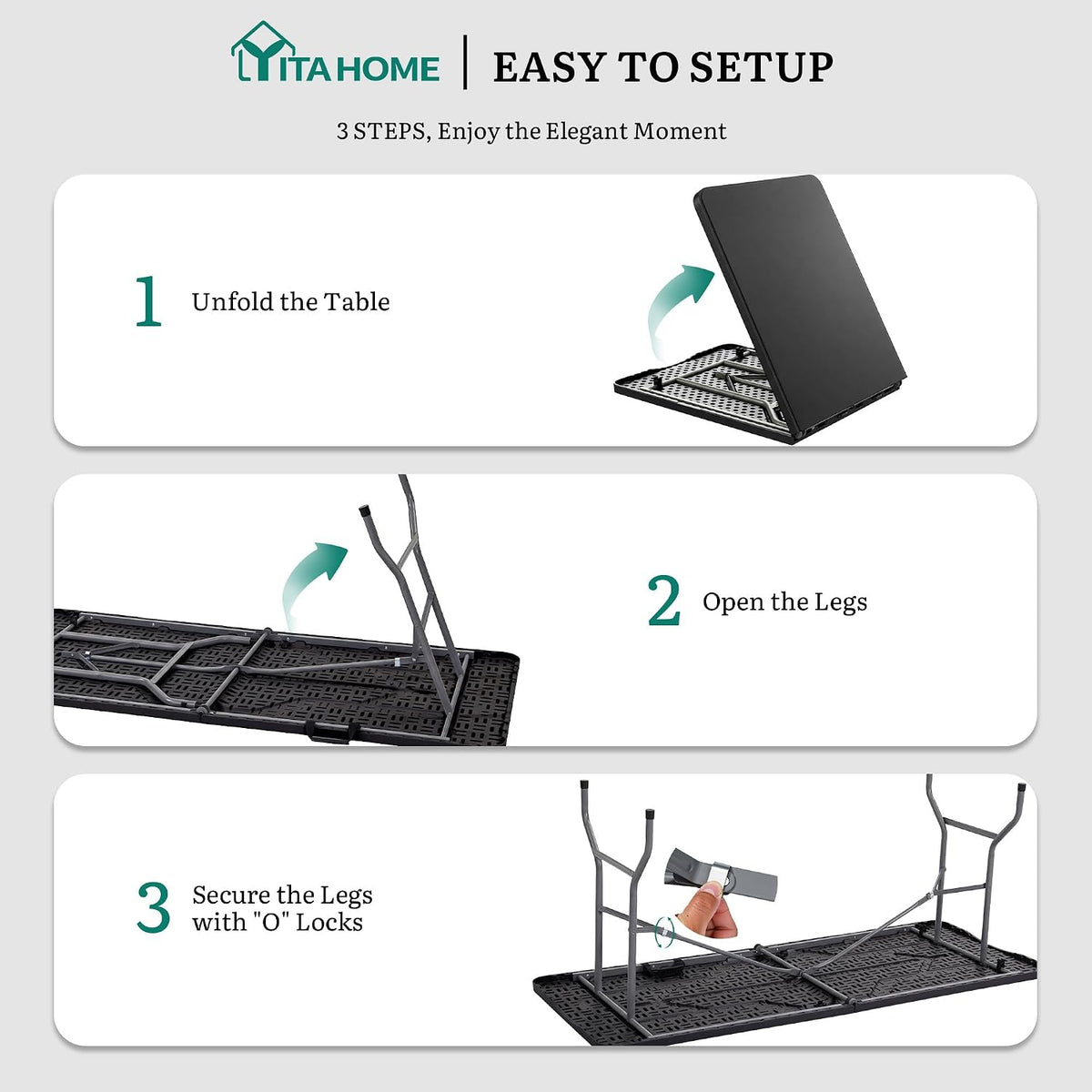 YITAHOME 6ft Folding Table with Handle