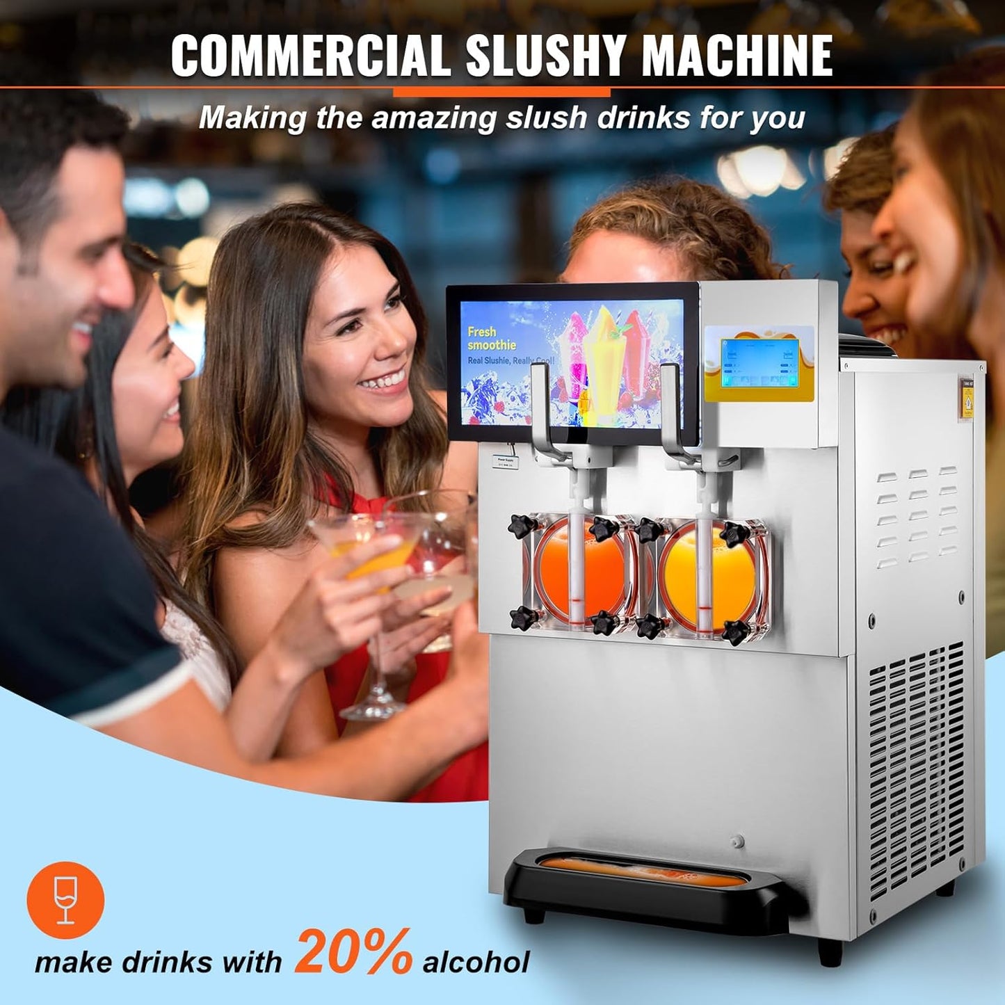 VEVOR Slushy Machine 2x8L Stainless Steel
