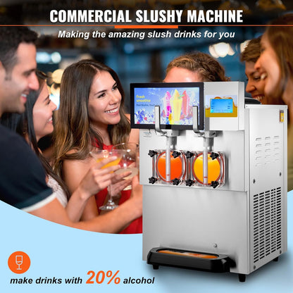 VEVOR Slushy Machine 2x8L Stainless Steel