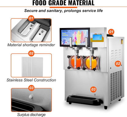 VEVOR Slushy Machine 2x8L Stainless Steel