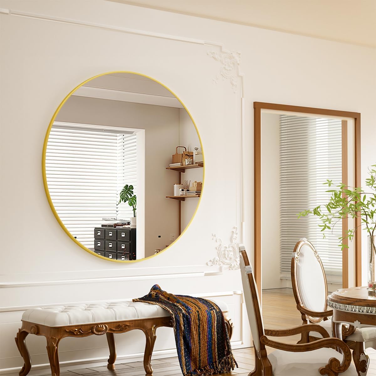 Beautypeak 42-Inch Round Mirror, Gold