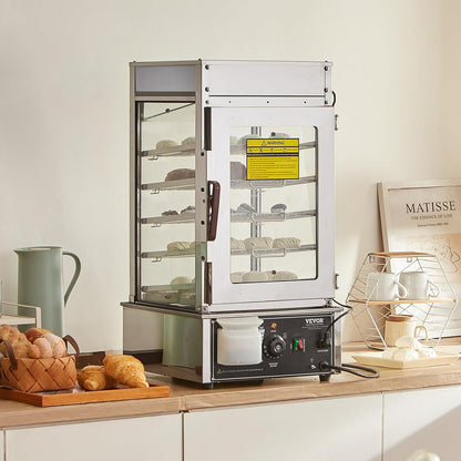 VEVOR Food Warmer Display, 5-Tier Bun Steamer