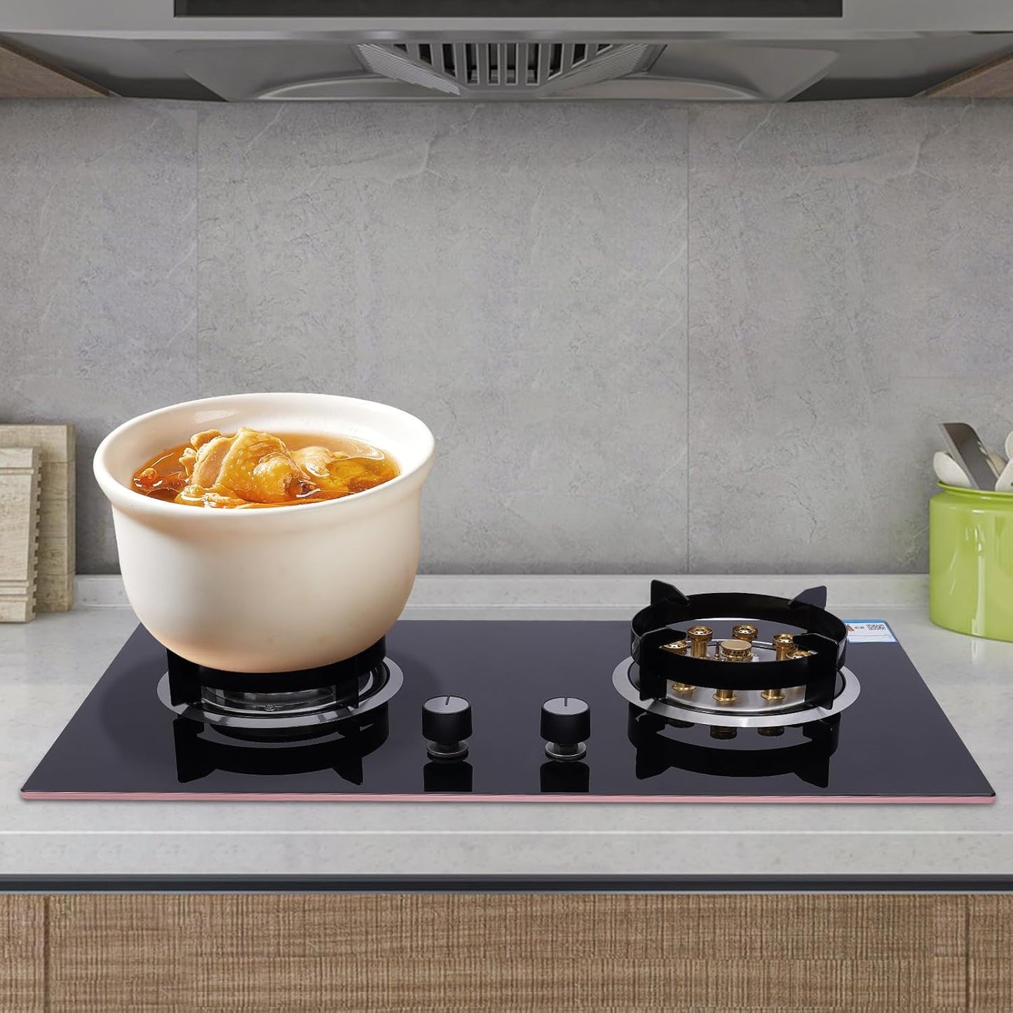 2 Burner Gas Cooktop, Kitchen Stove Top LPG/NG Dual Fuel Built-in Tempered Glass for Apartment RV Outdoor