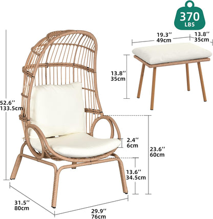 YITAHOME Outdoor Wicker Egg Chair with Ottoman