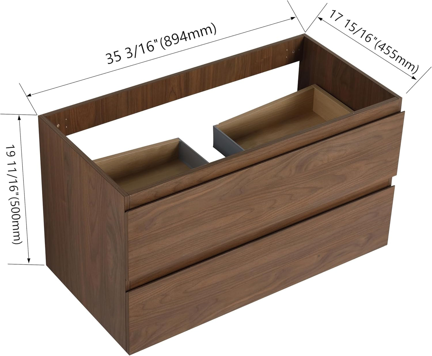 36" Wall Mounted Vanity with 2 Drawers