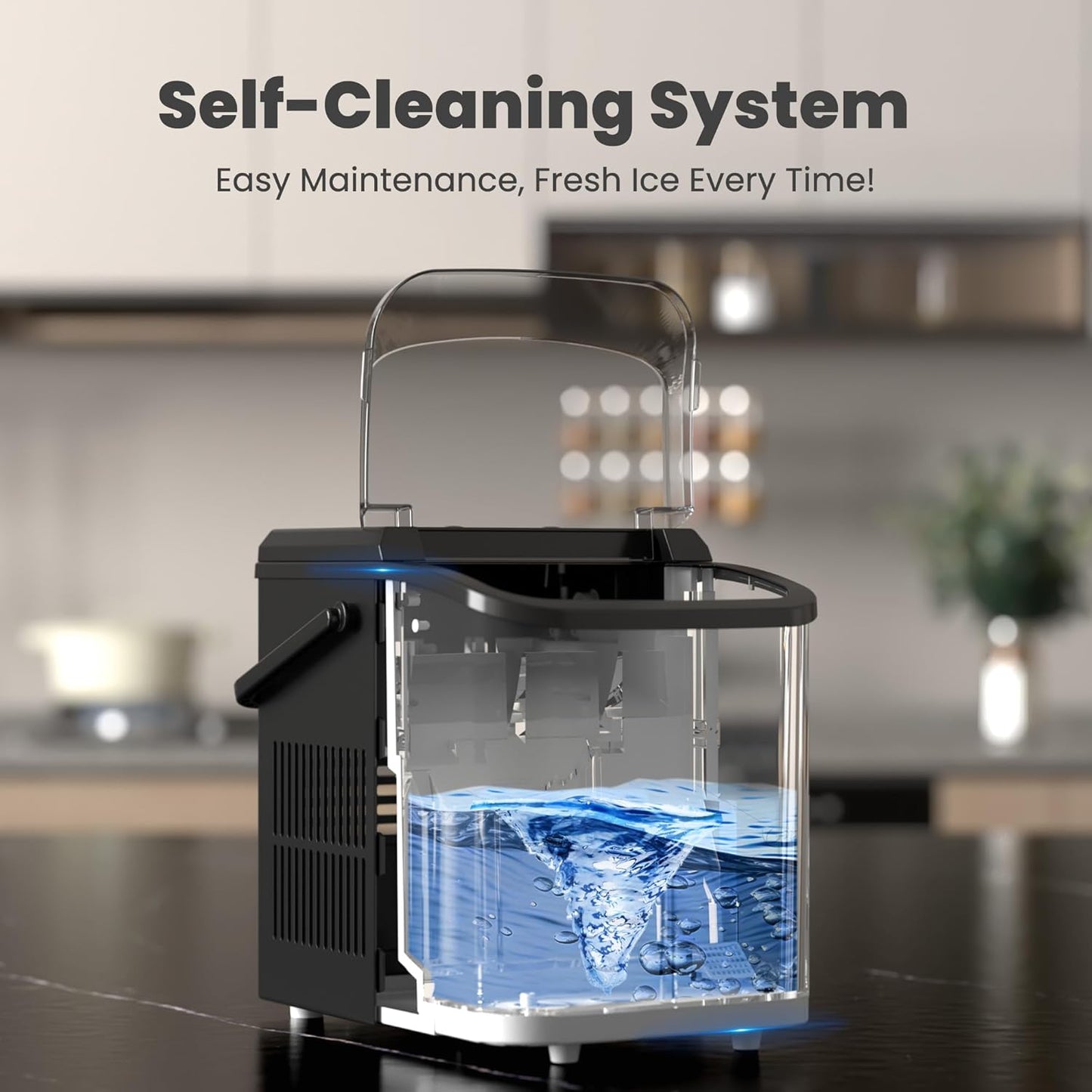 DUMOS Portable Ice Maker for Countertop with Handle, 26lbs/Day