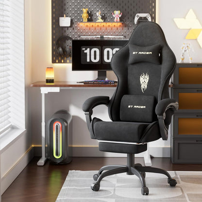 Ferghana Velvet Gaming Chair with Footrest