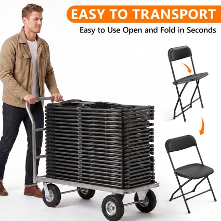 HAILIMU 4-Pack Black Folding Chairs, 300 lb