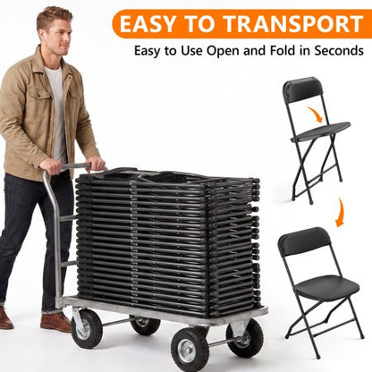 HAILIMU 4-Pack Black Folding Chairs, 300 lb